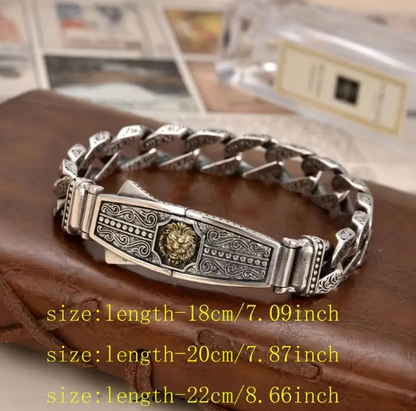 NEMEAN Bracelet laid flat with lion emblem facing forward, ideal for formal styling and special occasions